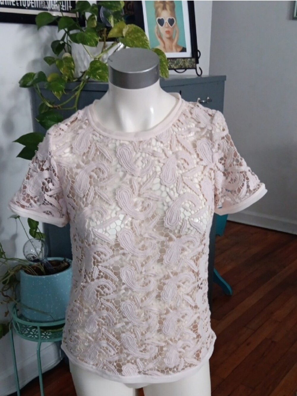 LOFT Lace Blouse - Cream, Size XS